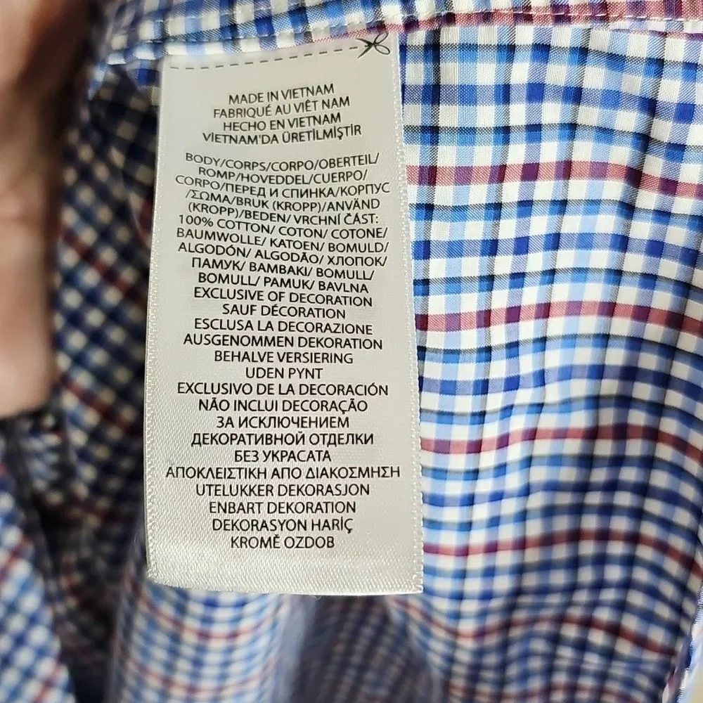 Ralph Lauren Polo Slim Fit Blue Red Plaid Casual Button Down Shirt Long Sleeve L